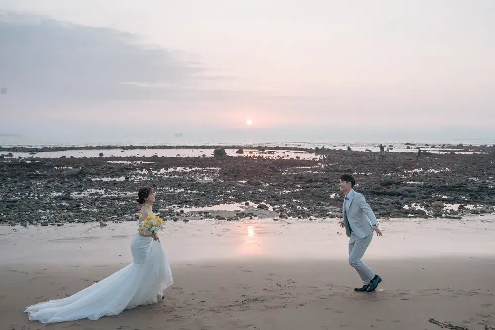 海邊黃昏合照